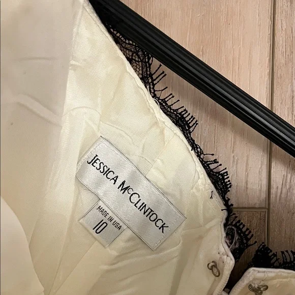 Jessica McClintock Strapless Dress with Black Lace - Picture 5 of 7